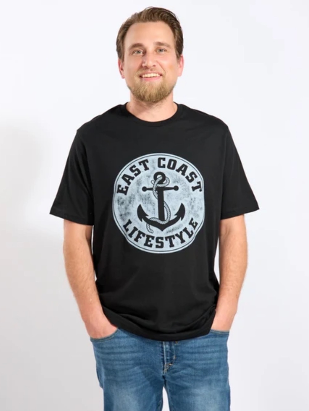 East Coast Lifestyle Anchor Graphic T-Shirt - Charcoal